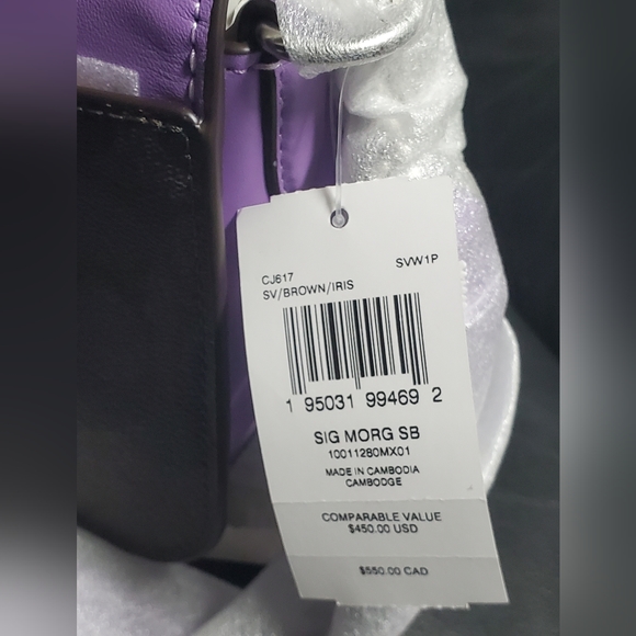 NEW! Coach CJ617 Morgan Shoulder Bag In Signature Canvas - Brown Iris - Picture 5 of 5